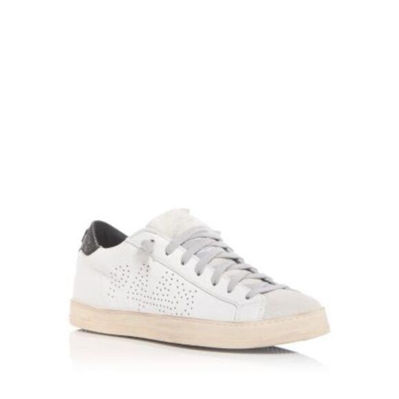 P448 Shoes - NWT P448 Womens White Mixed Media John Round Toe Leather Sneakers Shoes 38